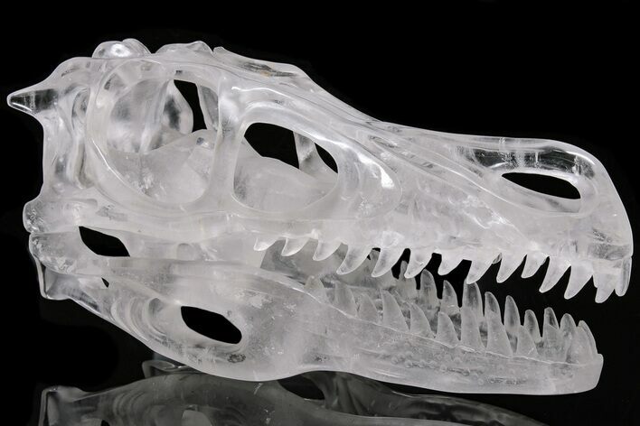 Carved Quartz Crystal Dinosaur Skull - Huge #199462